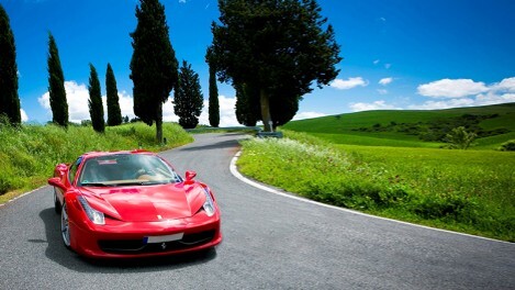 Drive on the road Ferrari and lamborghini